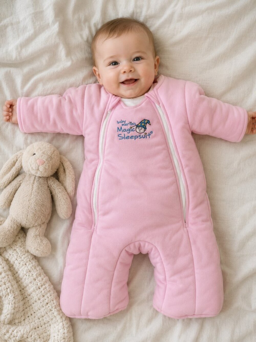 Baby Merlin's Magic Sleepsuit Pink Large 6-9 Months Transitional Sleep Suit
